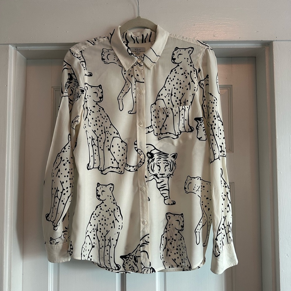 Rails Cream Animal Print Blouse